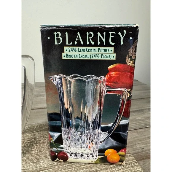 Blarney 24% Lead Crystal Pitcher Vintage 1989 Yugoslavia Diamond Cut - Picture 2 of 9